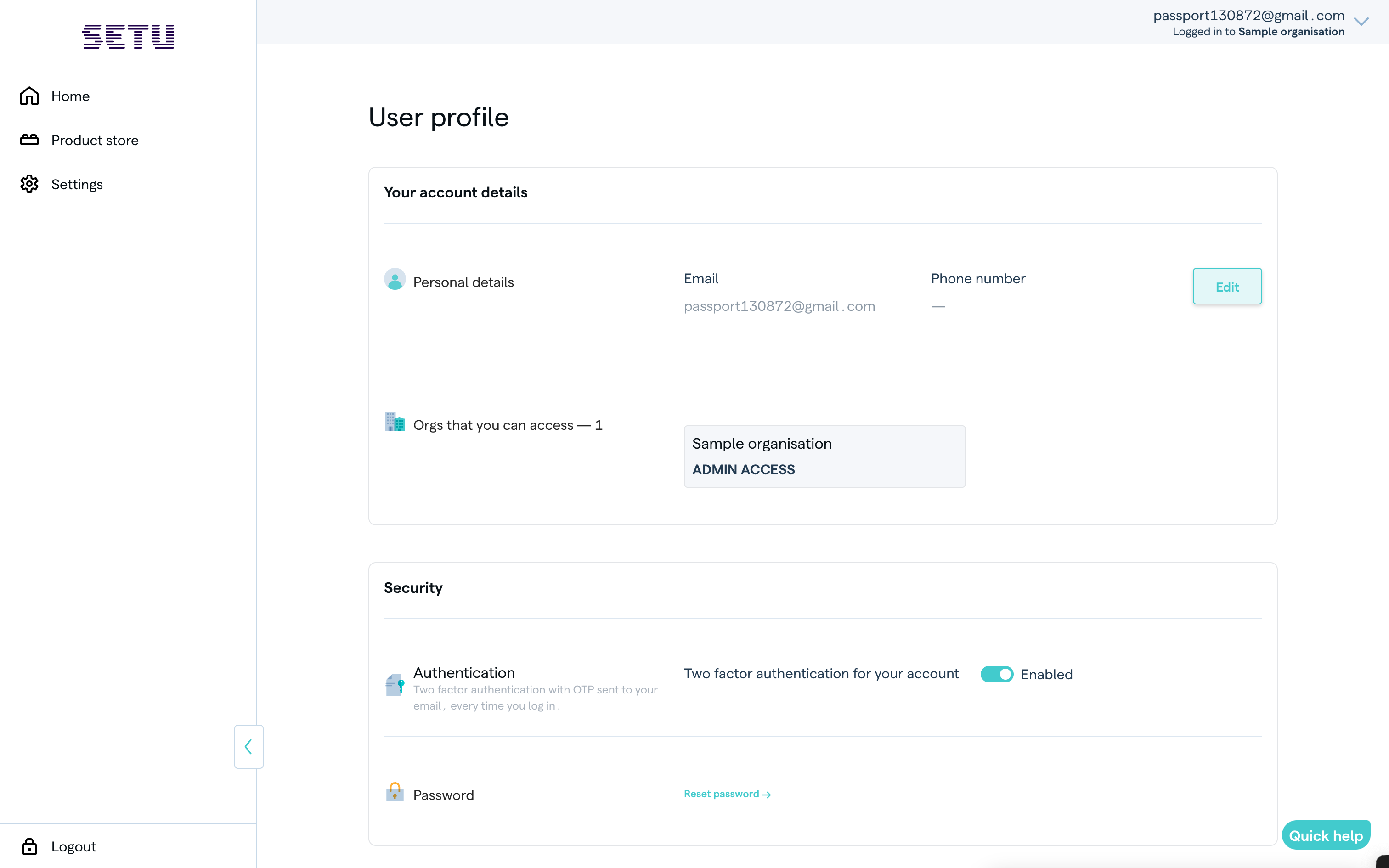 User profile of the bridge