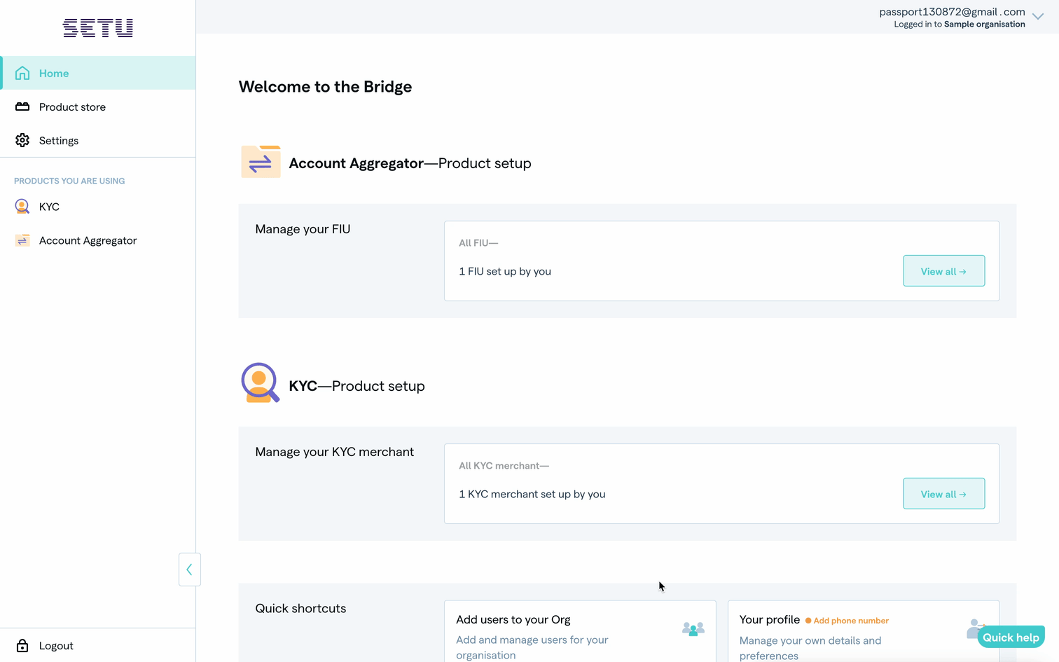 Setup product instance