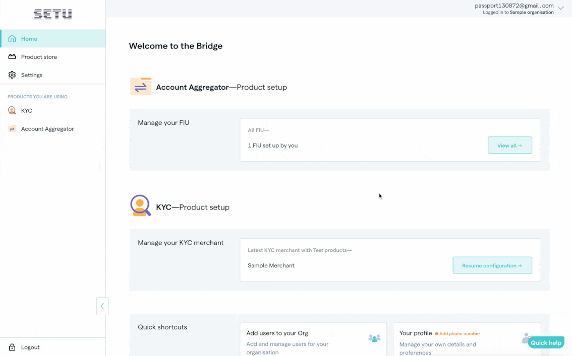 User profile on the bridge